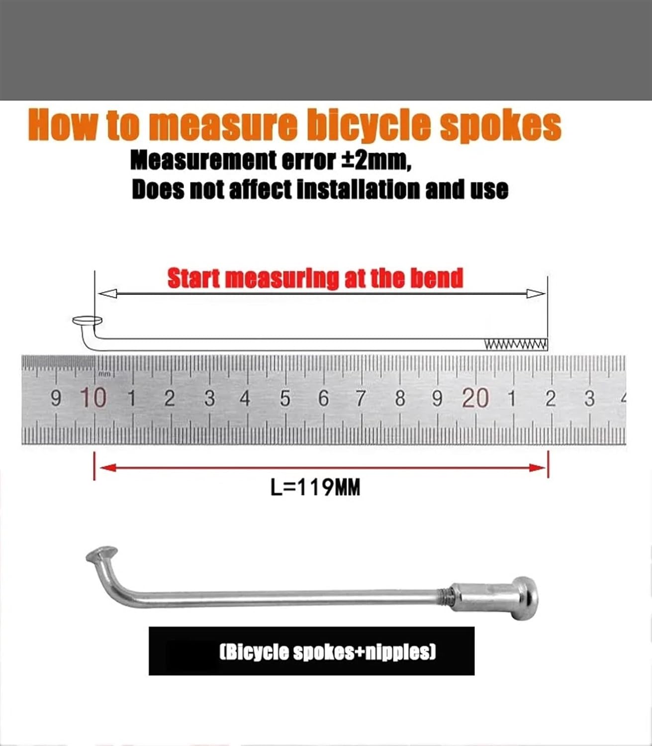 36Pcs Stainless Steel 14G Fit for Bicycle Spokes Road Mountain Bike Cycle 236/246/248/250/255/258/261/263/265mm Nipples Accessories
