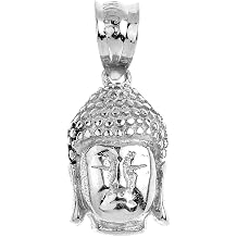 Sterling Silver Textured Buddha Head Necklace Pendant