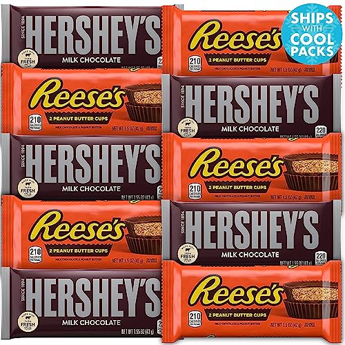 Hershey's Milk Chocolate And Peanut Butter Cups Assortment, Bulk 36 Full Size Candy Bars, 1.55 Oz Individually Wrapped Candy Bars Variety Pack, Gluten Free And Kosher Chocolate Candy Pack #TOP30