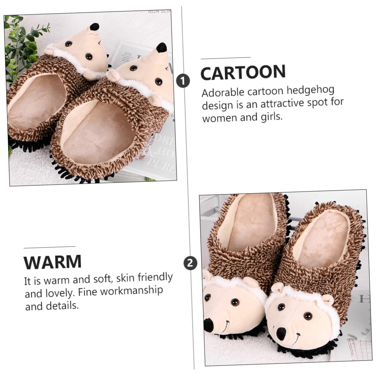 FRCOLOR Pantuflas De Erizo Con Forma De Conejito Pantuflas De Invierno Sintéticas Pantuflas De Interior Zapatillas De Dibujos Animados Divertidas Con Calefacción Animales Rata