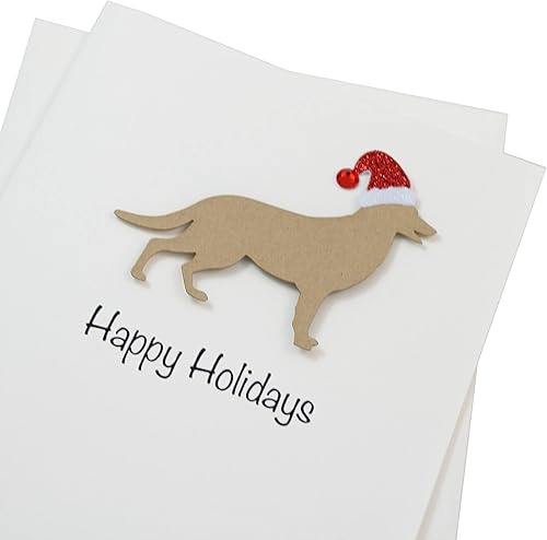 Miniatura 96 de Black Australian Shepherd Christmas Cards Pack of 10 Handmade Aussie Holiday Notecards White Base Dog with Santa Hat Black,Chocolate