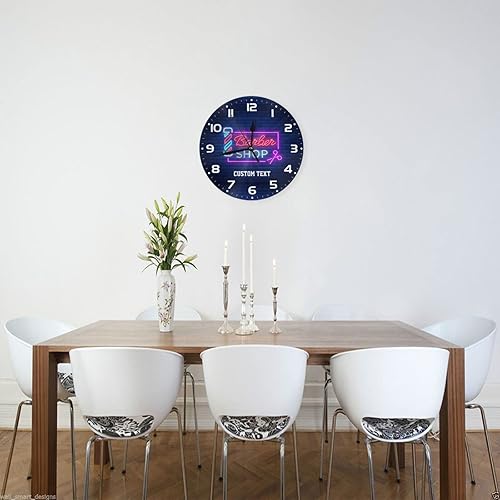 Miniatura 3 de MLIANCEN Reloj de pared personalizado de barbería para añadir tu texto, reloj de peluquería personalizado para sala de belleza, regalo para