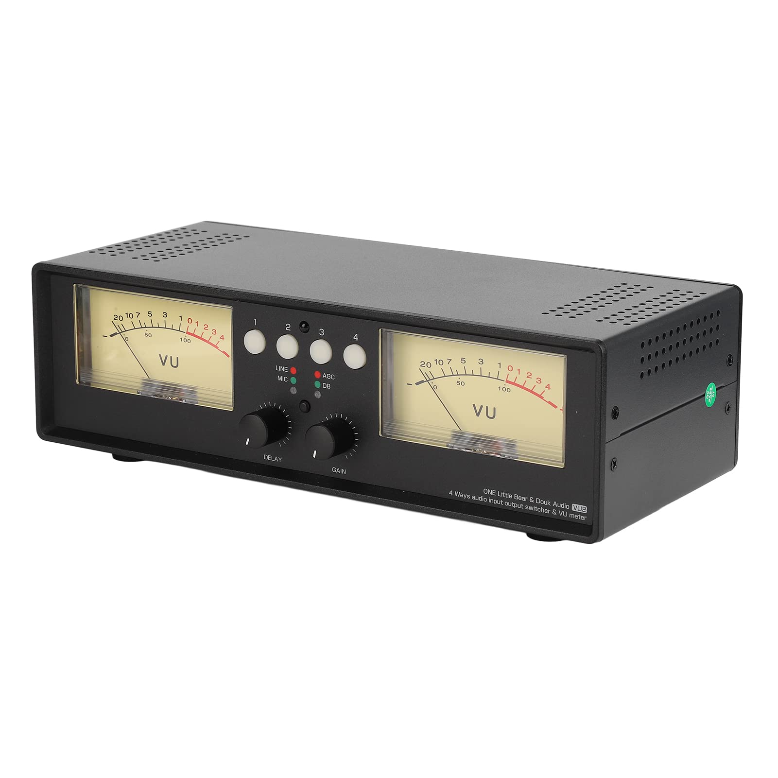 OHOOWOO4 Way Audio Switcher, Audio Switcher Box Aluminum Alloy Housing Multifunction USB Interface for Earphone (Color : Yellow Backlight)