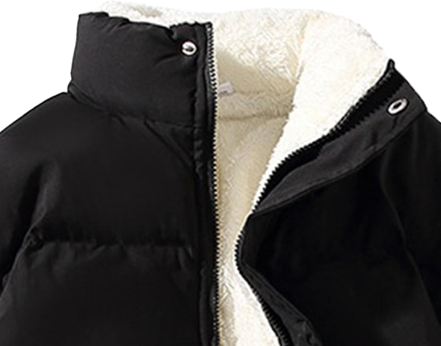 Men's Fleece-Lined Padded Puffer Jacket Stand Collar Thicken Warm Down Coats Thermal Winter Sherpa Puffer Coat