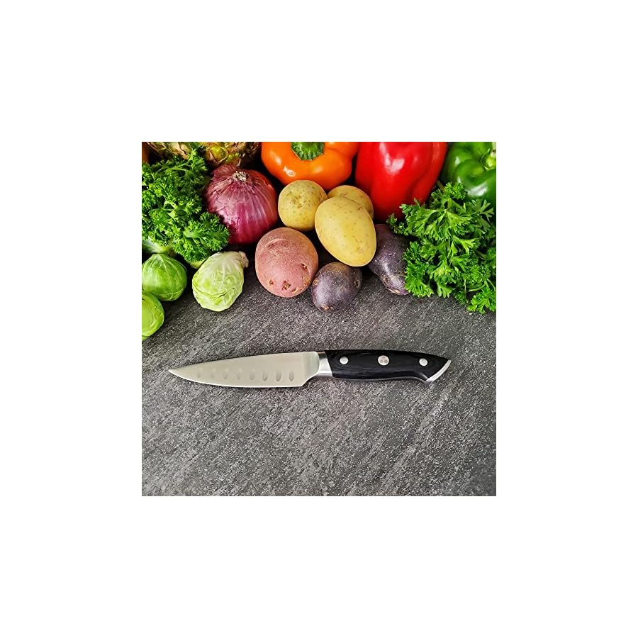 Ergo Chef 11pc Pro Series 2.0 Knife Block Set: Precision Forged High Carbon Cr17MoV Stainless Steel Blades, Ergonomic Black Pakkawood Handles, and Acacia Wood Block Stand.