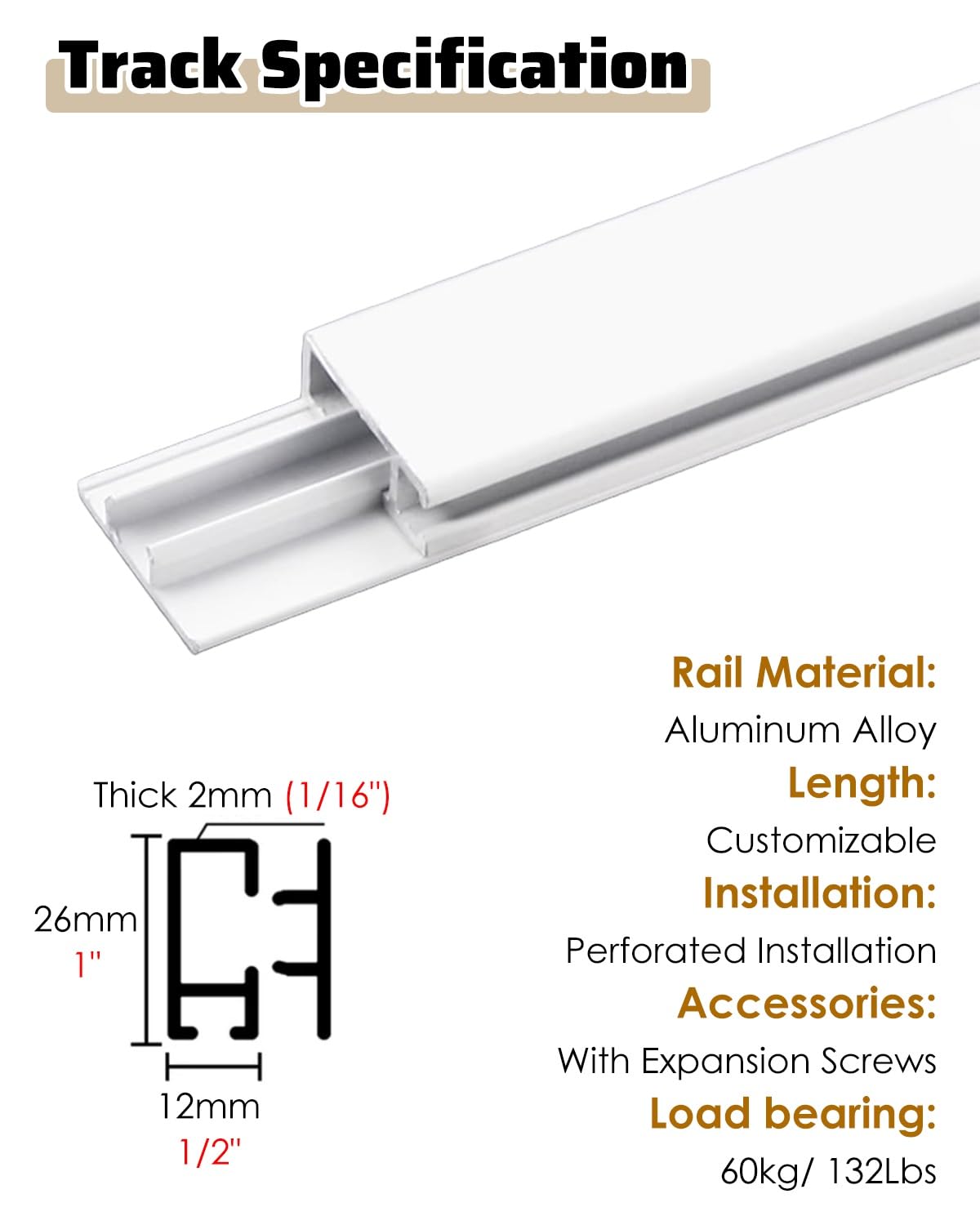 Cimaise pour Tableau Kit de Suspension Lourd pour Tableaux avec Anneaux D, Vis et Fil d'Acier, Système Rail Réglable d'Affichage pour Photos Famille, Max 66 Livres(1 m/3.3' cable,1.1 m/3.6' track)