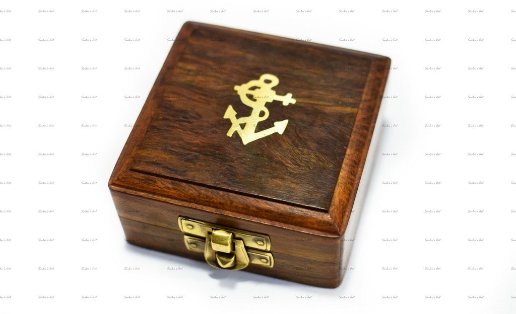Sailor's Art Personalised Antique Brass Quote Compass 2" with Wooden Box, Unique Gift-Home Décor Item, Camping and Travelling Equipment-image-2
