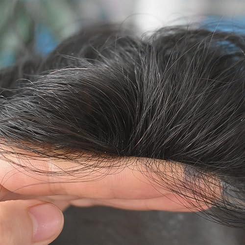 Miniatura 3 de Tupé para hombres de piel fina para hombre, tupé todo tipo de cabello humano Remy con bucle en V, piezas de pelo para hombre, línea capilar