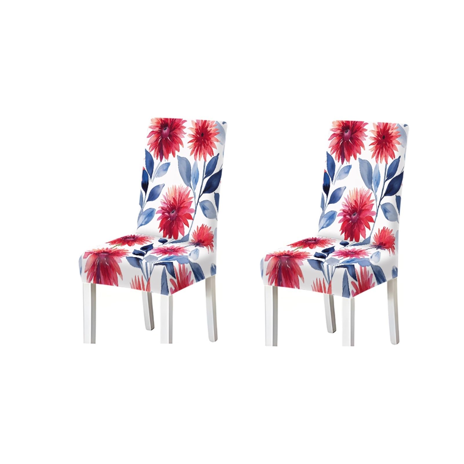 KXUAUV Watercolor Red Dahlia Floral Print Dining Chair Covers, Stretch Slipcovers For Kitchen Dining Room Summer, 2/4/6PCS Seat Protectors for Restaurant Hotel Party(2PCS Chair cover)