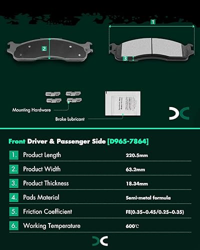 Miniatura 884 de Kits de frenos y rotores, rotores de freno SCITOO y 8 pastillas de cerámica para 08-12 para Chrysler Town & Country, 08-12 para Dodge Grand Caravan