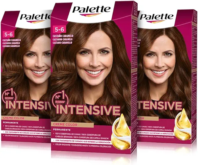 Palette Intensive Creme Color 5-6 Castaño Caramelo - Tinte Permanente para Cabello con Cobertura Total de Canas