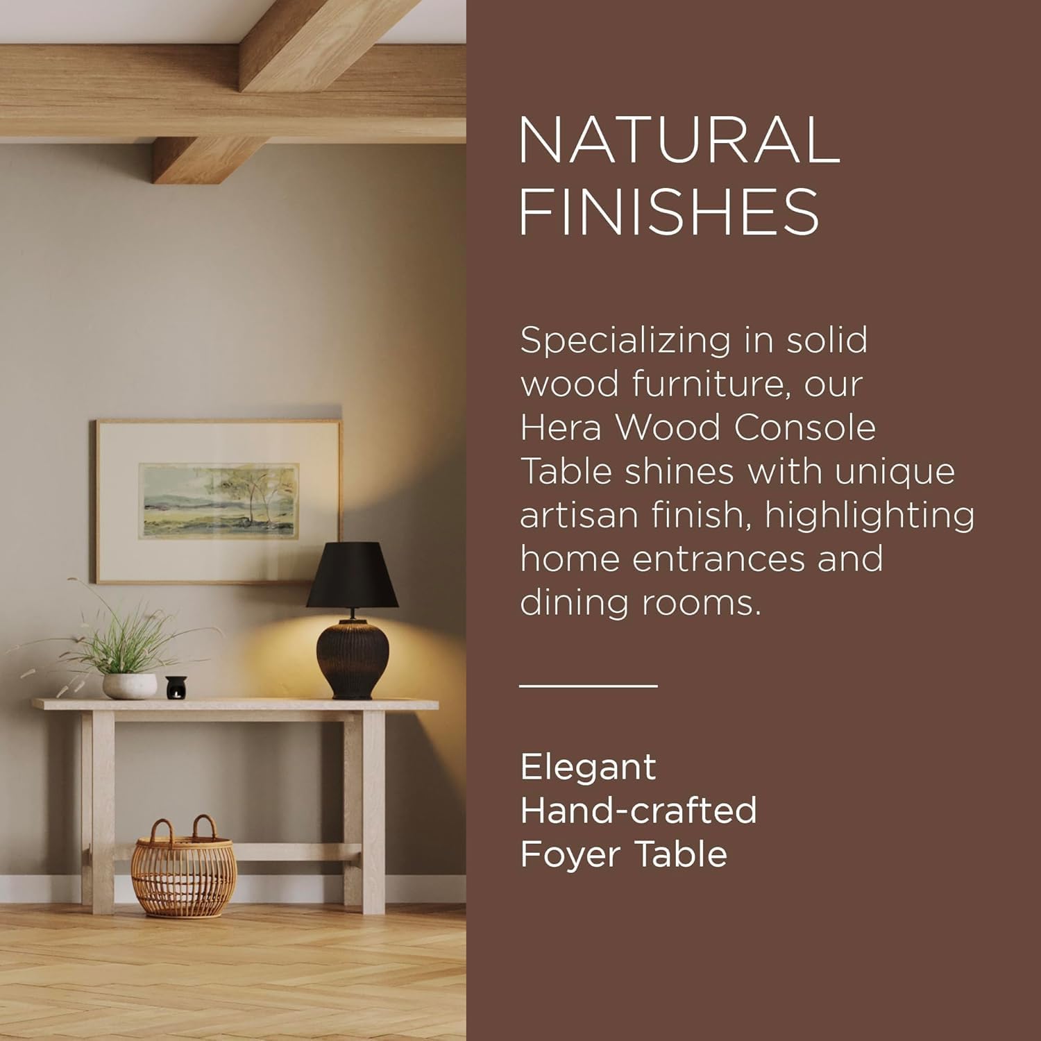 Maven Lane Hera Rustic Rectangular Accent Console Table for Small Spaces and Front Door Entrance Hallway in Weathered Grey Finish - Image 6