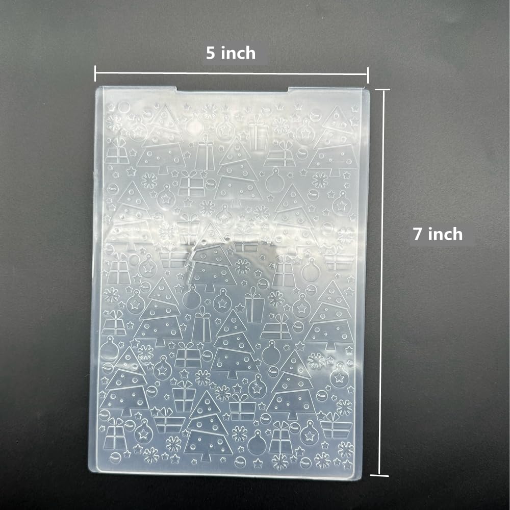 3 Pcs Embossing Folders Christmas Tree Brick wall for Card Making Embossing Stencil Template DIY Plastic Paper Card Decorating Mold for Scrapbook Photo Album DIY Craft, 5 x 7 Inch(Christmas Elements)