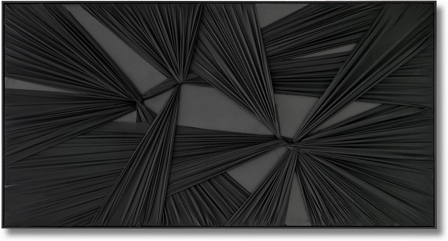3D Textured Framed Abstract Wall Art, Modern Large Black Fabric Paintings Artwork for Walls, Horizontal Black Minimalist Texture Picture for Home Living Room Bedroom Office Wall Decor 29.5x56.3 In