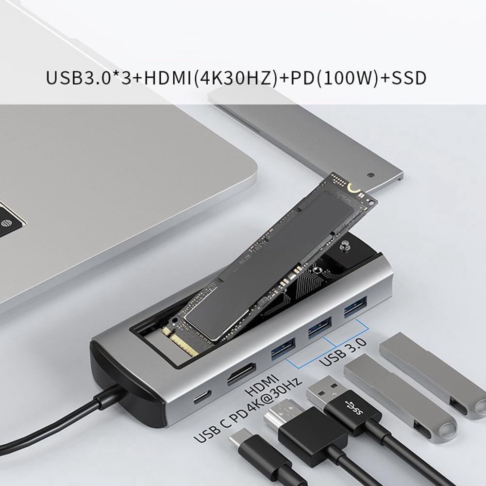 Stacja dokująca 6 w 1 z podwójnym protokołem +NVME ze stopu aluminium 6 w 1 Dual-Protocol +NVME stacja dokująca TYPE-C obudowa dysku twardego M.2 NVME Dual Protocol