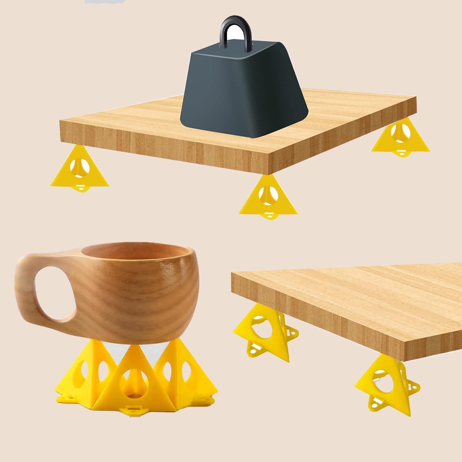 Supporti a Piramide per Pittore 40 Pezzi Giallo Cono Tela Triangolo di Vernice Legno Mobili Stand