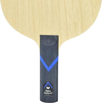 Butterfly BalsaCarbo X7 22 Table Tennis Blade - Balsa Wood Blade with 5 Wood and 2 Carbon Plies - Professional Butterfly Table Tennis Blade - Available in an, FL, and ST Handle Styles