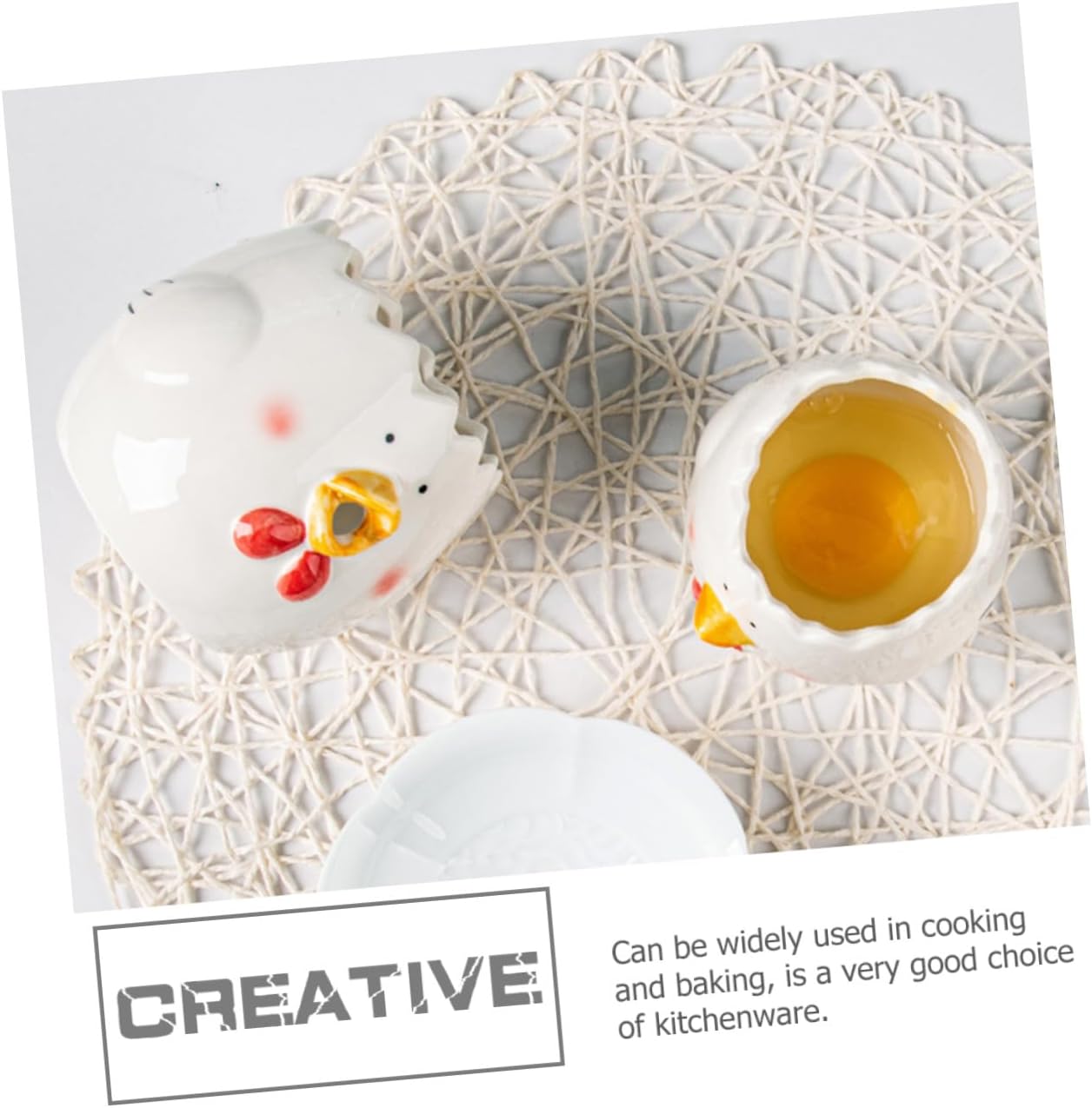 OSALADI Ceramic Egg Separator Cute Chick Shape Yolk White Separator Reusable Kitchen Tool for Cooking and Baking Convenient Egg Yolk Divider for Household Use