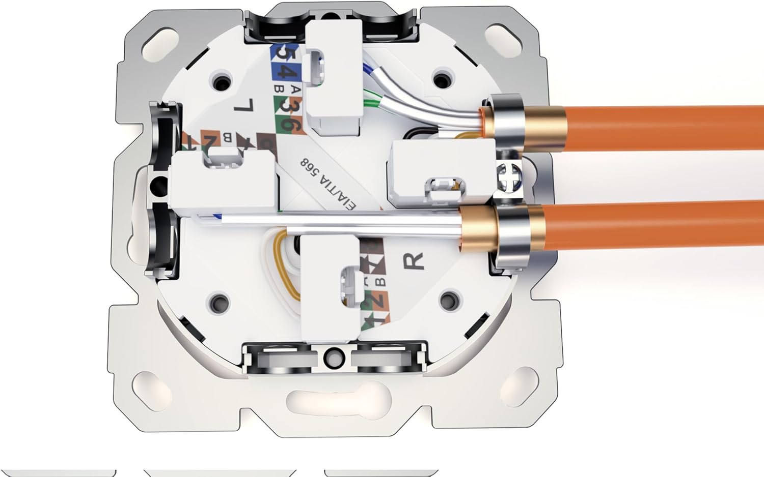 DIGITUS Junction Box Cat-6A 2 Port RJ45 Flush-Mounted Network Socket 28 mm Installation Depth Design Ready Pure White