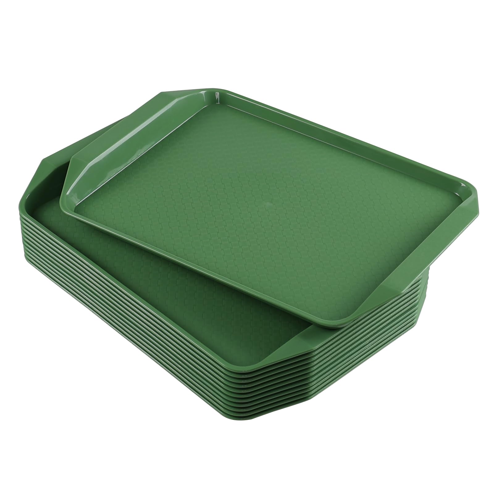 Sandmovie Lot de 12 plateaux de service rectangulaires en plastique avec poignées, vert foncé