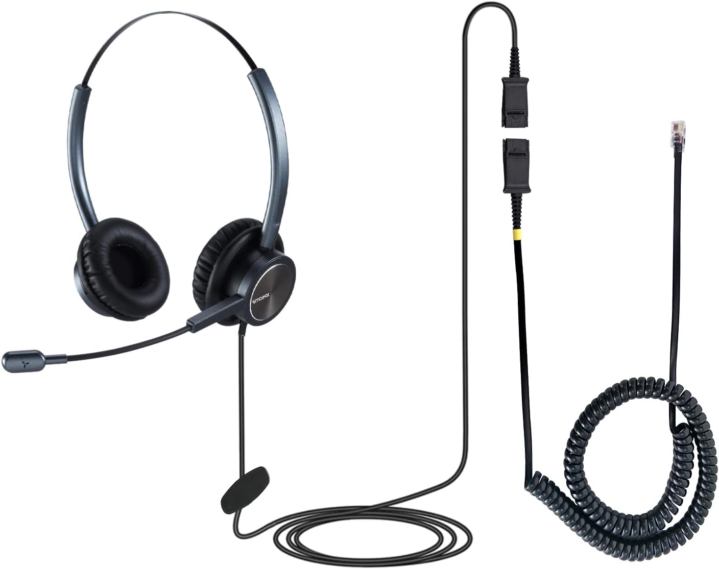 Emaiker Office Deskphone Landline Telephone Headset,RJ9/RJ11 Call Center Headset for Cisco IP
