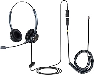 EMAIKER Office Telephone Headset with Microphone& RJ9 QD, Corded Deskphone Headset Noise Cancelling for Cisco IP Phone 79XX, 69XX Series and 8811,8841,8851,8861,8941,8945,8961,9951,9971