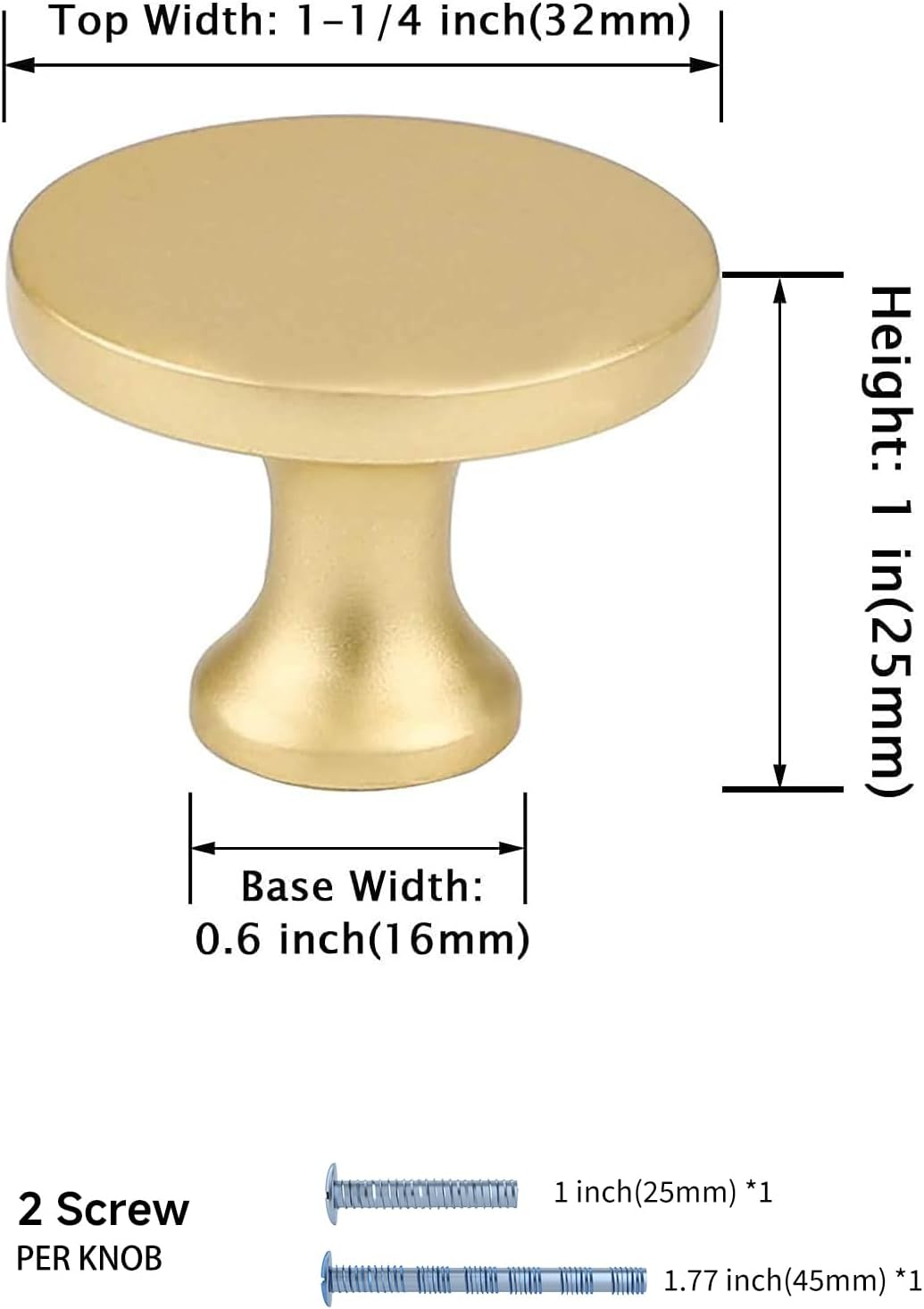 goldenwarm 20 Pack Brushed Gold Drawer Knobs for Cabinets, Solid Gold Dresser Brushed Brass Knobs, Round Gold Hardware Handles for Dresser Drawers