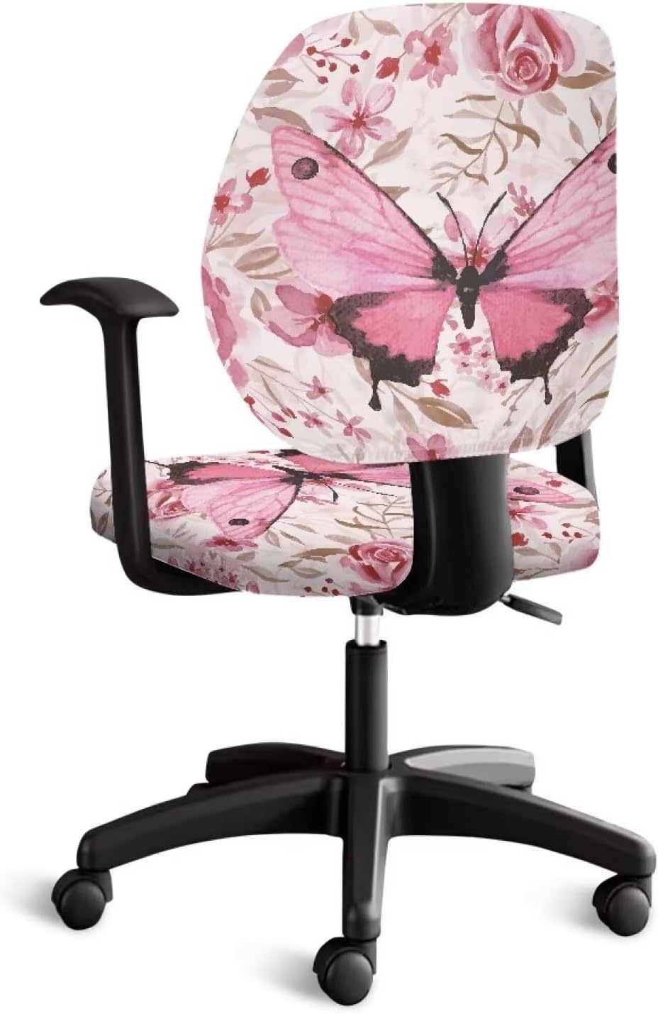 Flashideas Pink Butterfly Office Chair Covers Stretchable Computer Chair Protector Armrest Chair Slipcover Computer Chair Seat Cushion Cover Chair Protector