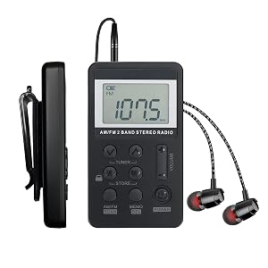 Portable AM FM Pocket Radio with Digital Tuning LCD Display SWDSTP Rechargeable Mini Radio with Stereo Earphone and