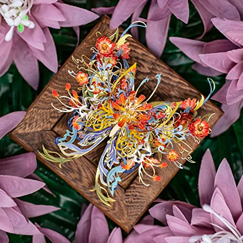 Mu 3D Metal Puzzle Model Kits For Adult Flower And Butterfly D-Sunset, Metal Earth Pieces For Beginner To Build, Dad Birthday Gift Brain Teaser Set #TOP6