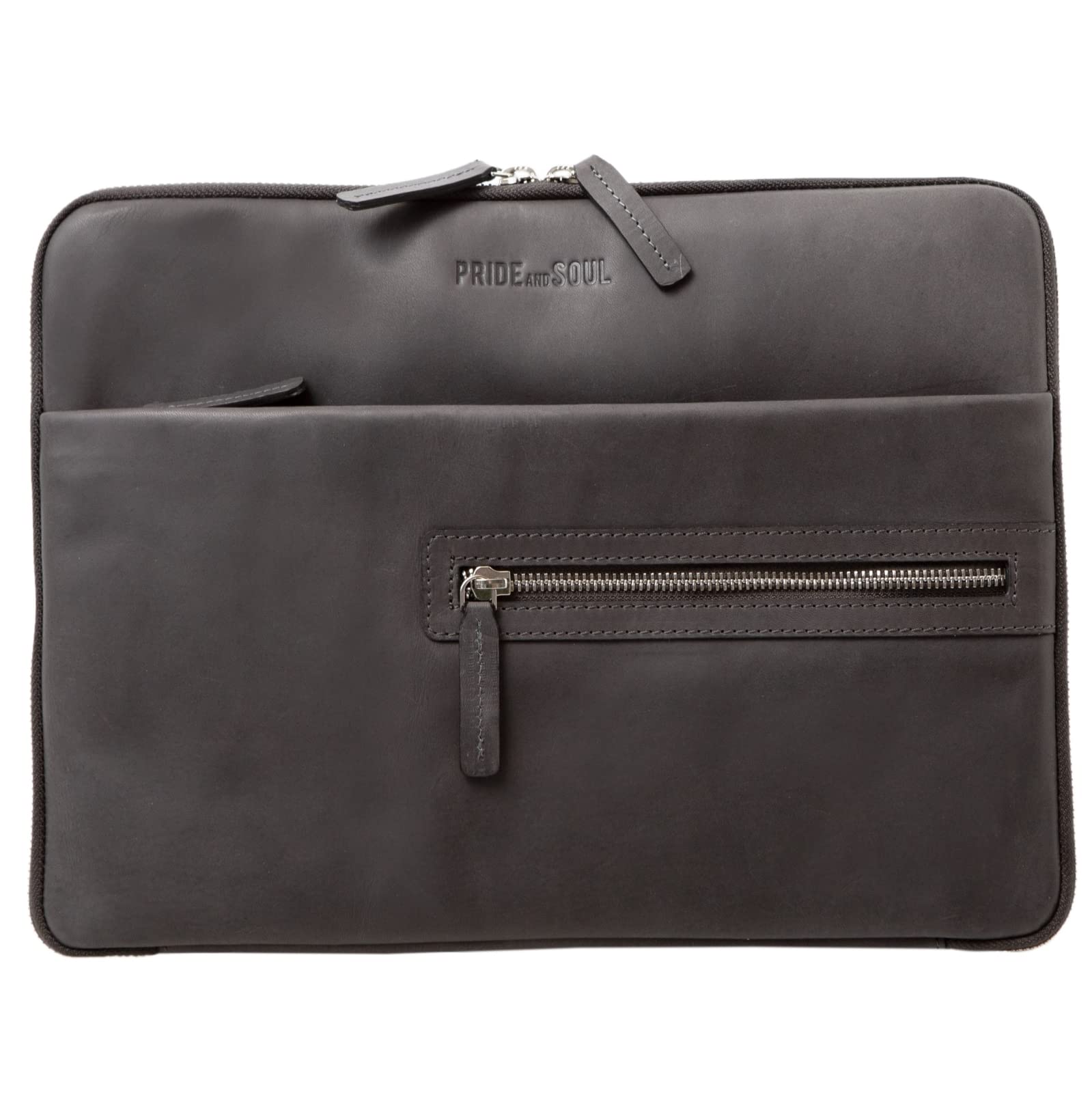 Pride and Soul 47263 - Schreibmappe TERRA mit Tabletfach, Businessmappe aus Leder, Dokumentenmappe, Mappe mit Notizblock, Organizer für Büro und Alltag, Tabletmappe ca. 25 x 34 x 2 cm, grau