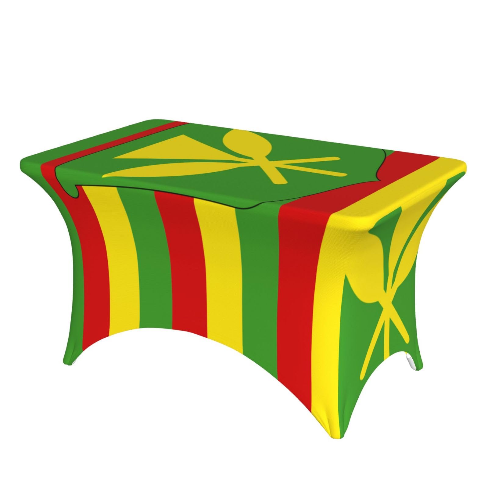 Dcehgew Native Hawaiian Flag 4Ft Spandex Rectangular Table Cloth, Printed Fitted Elastic Tablecloths Washable Table Cover For Event, Wedding, Banquet & Party
