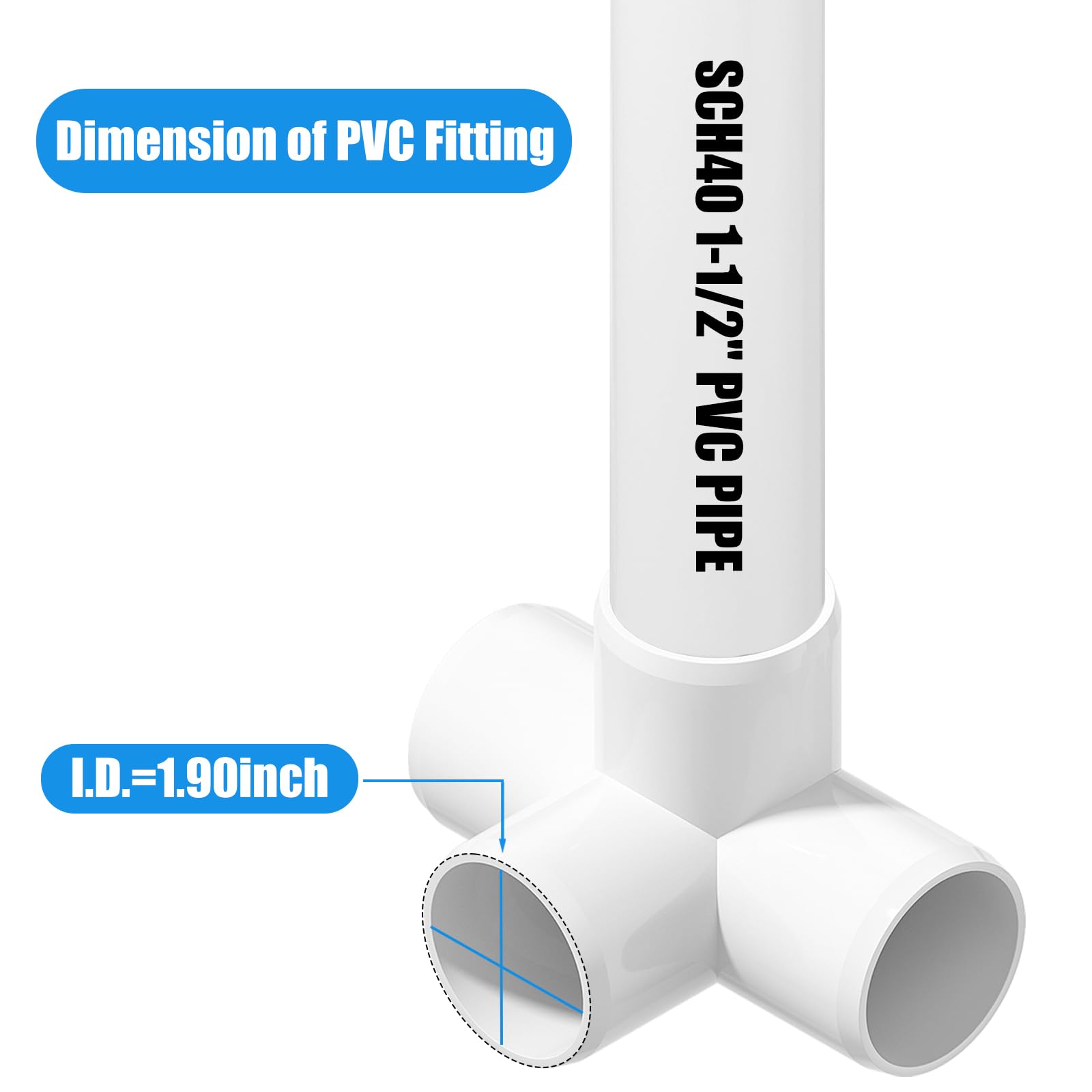 Amazon.co.jp: 1-1/2インチ エルボPVC継手 4方向 高耐久 PVCパイプ継手 