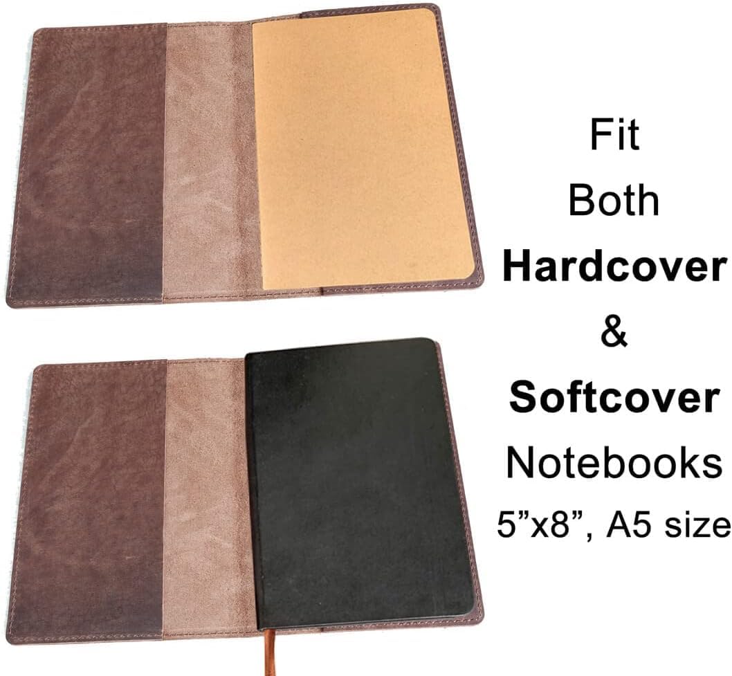 Fan&Ran Skórzany pokrowiec na czasopisma A5, 17 cm x 23 cm, brązowy burbon