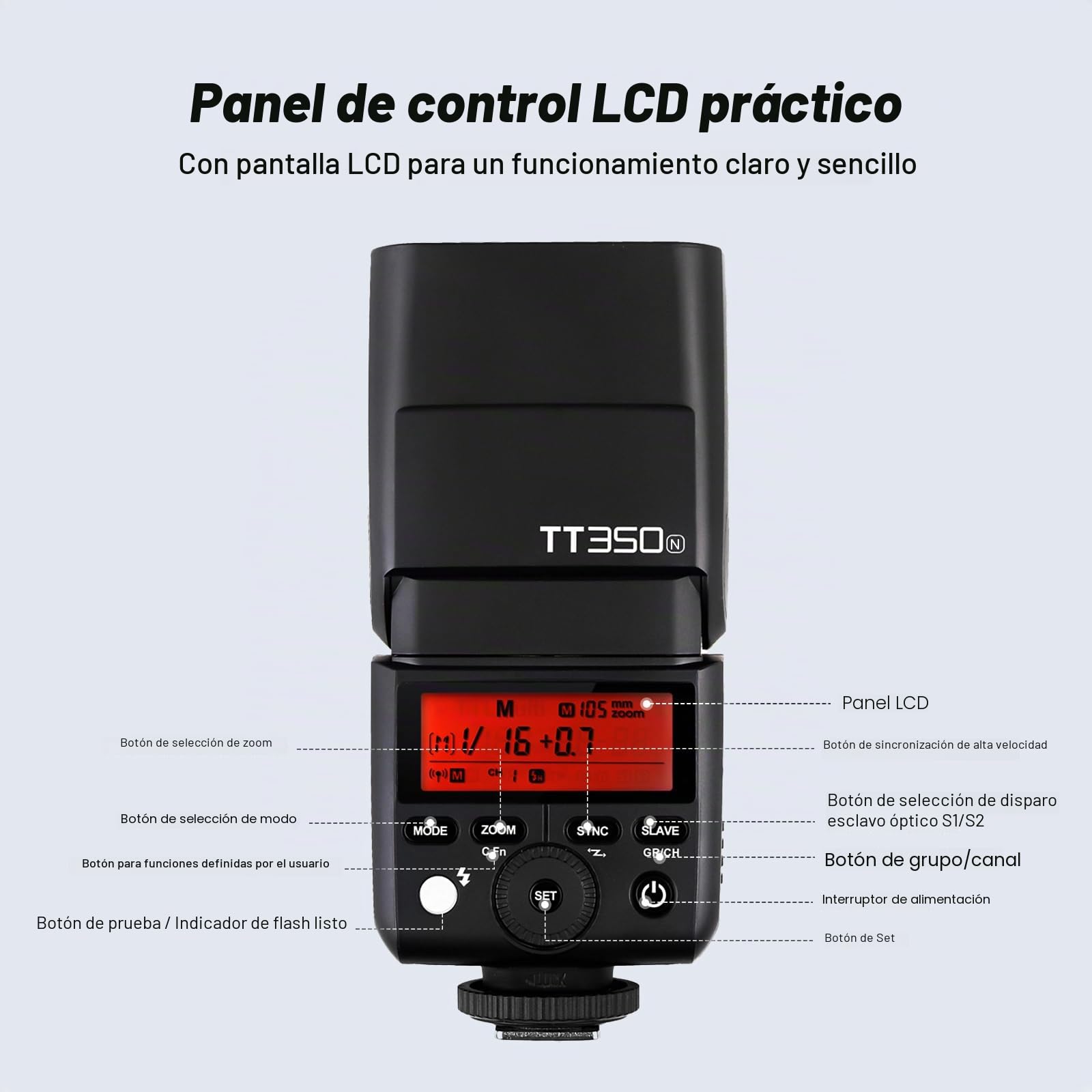 Godox TT350N Inalambrico Camara Flash para Nikon 2.4G Wireless X System 1/8000s TTL HSS Mini Portátil Speedlite 2500mAh Battery 0.1~2.2s Recycle Time Adecuado D800 D700 D7100 D7000 D5200