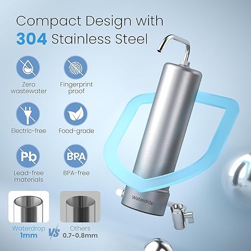 Miniatura 7 de Waterdrop Filtro de agua alcalino para encimera, 12 meses o 8,000 galones de larga duración, certificado NSFANSI 42 y 372, reduce los metales