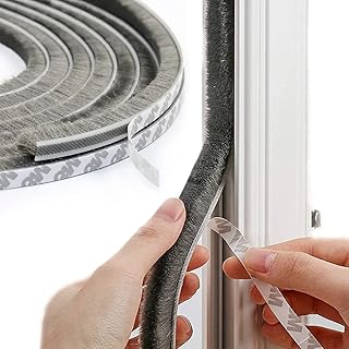 URBANMONK 10 Meter Weather Stripping Door Seal Strip | Self Adhesive Weather Strip Sound proofing for Windows | Window Sealing Strips for Gap | soundproof Door Seal (Grey) Wool