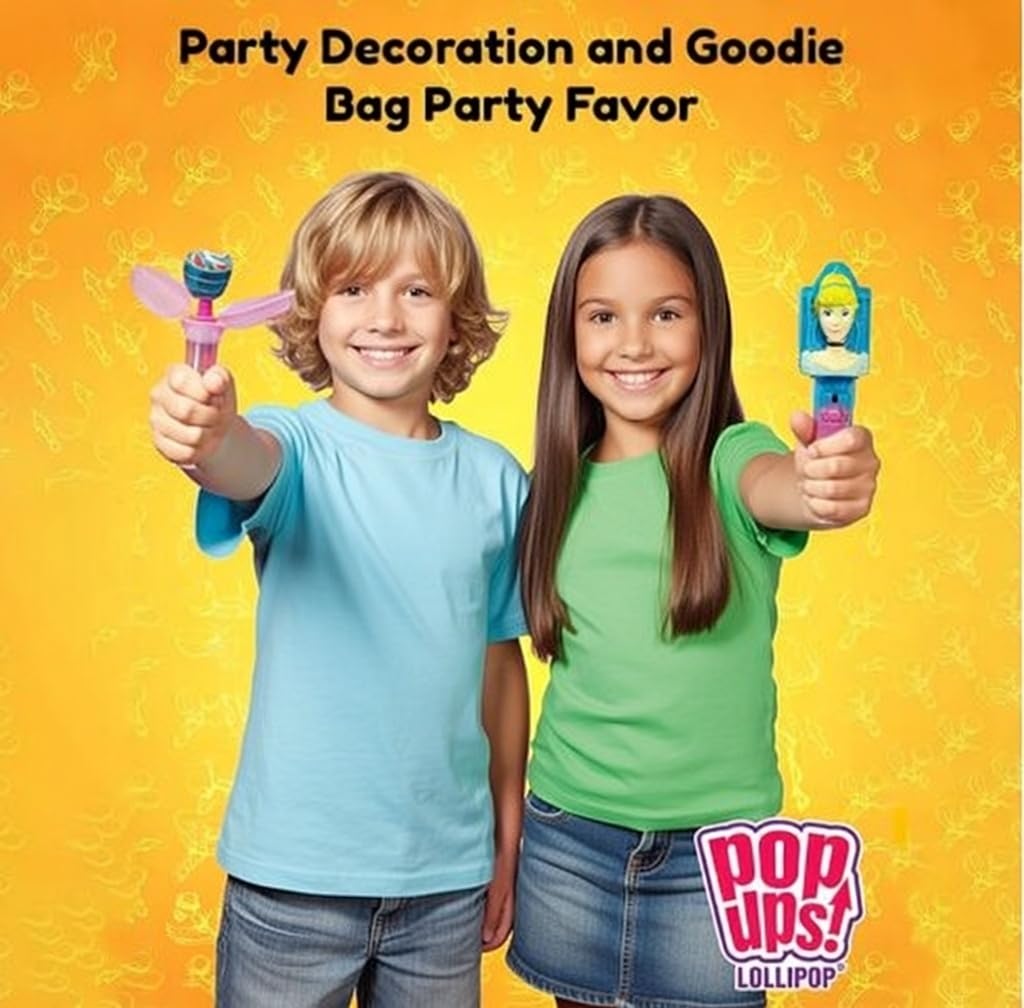 Pop Ups! Gabby's Dollhouse Lollipop Holder - 12 Lollipops with Cases - Individually Wrapped Candy Party Favors, Stocking Stuffers - Gabby's Dollhouse Candy - Bulk Set of 12