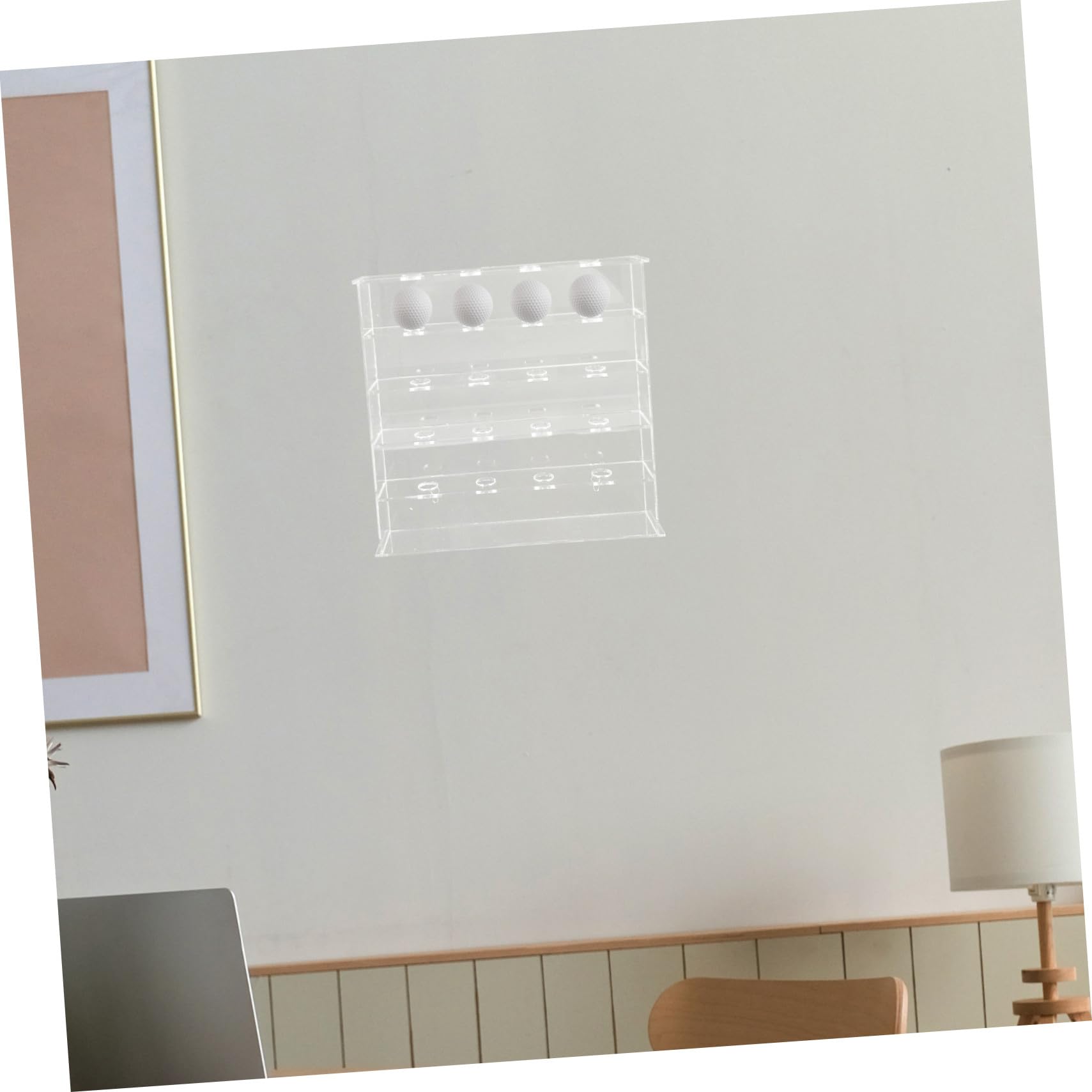 Mikikit Expositor Transparente de Acrílico para Bolas de Golf Montaje Pared Diseño Multihueco para Almacenamiento y Exhibición Organizada Resistente y Compacto para Hogar y Oficina