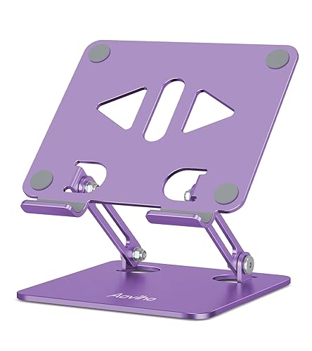 Aoviho Tablet Stand Holder for Desk, Adjustable Desktop Tablet Holder, Foldable Aluminum Tablet Mount for iPad pro 12.9, iPad Air Mini, Samsung Galaxy Tabs Z Fold Kindle Fire 4-12 inch Purple - Purple