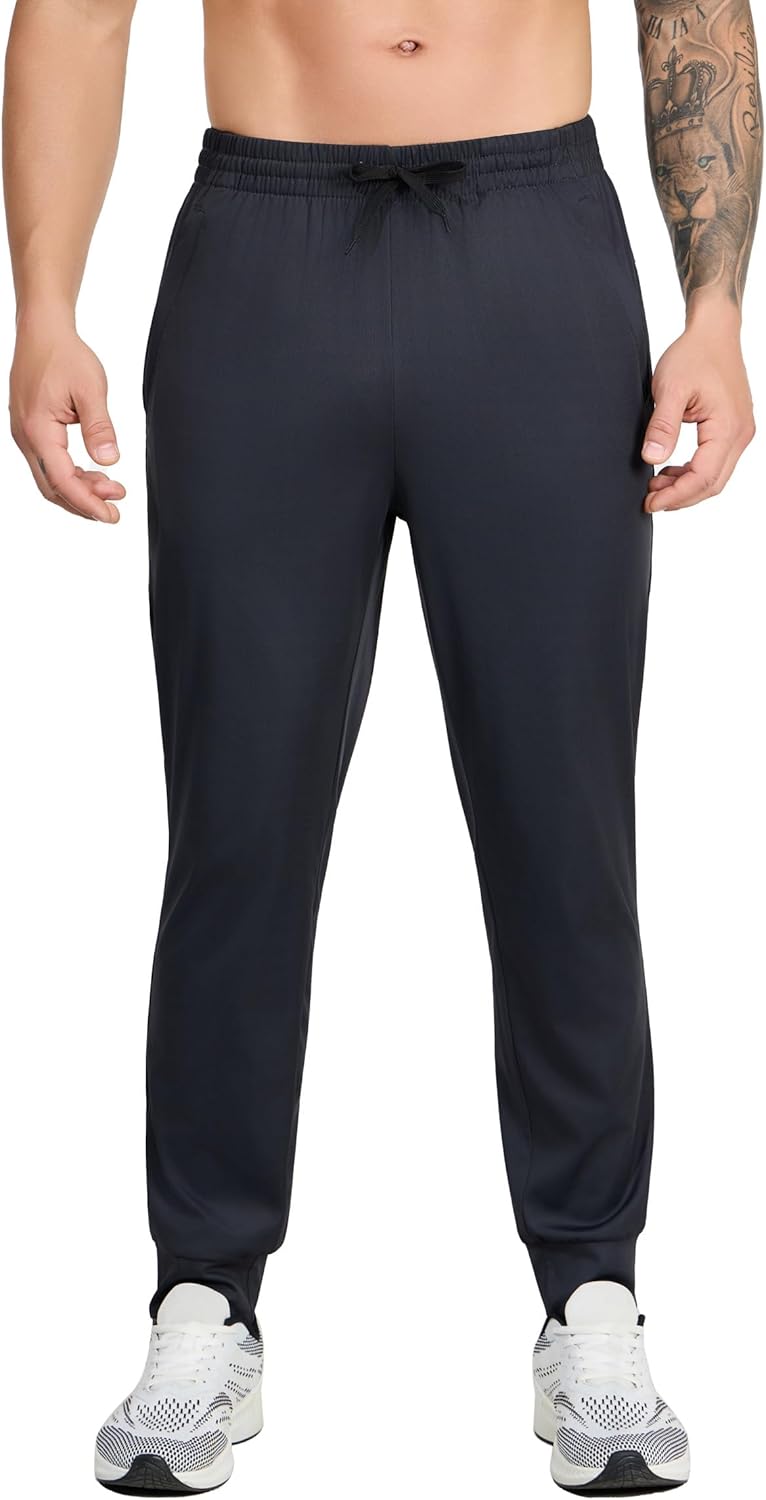 Men's Athletic Jogger Pants with Zip Pockets, Quick Dry Running Sweatpants, Drawstring Waist - Image 7