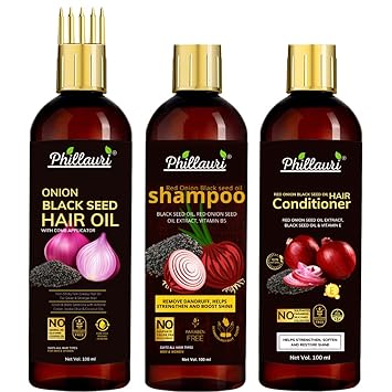 Phillauri Red Onion Black Seed Oil Ultimate Hair Care Combo for Hair Fall Control and Hair growth for women and men