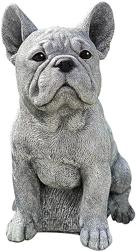 Miniatura 7 de Yosoo Estatua de perro, estatua de bulldog francés, escultura de animales de jardín para decoración de jardín, césped al aire libre, gnomo, patio,