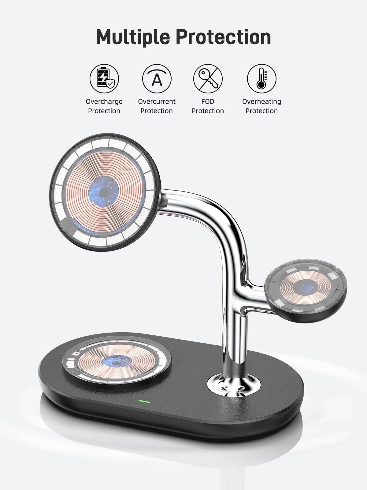 Indukcyjna stacja ładująca do Apple, 3 w 1, bezprzewodowa ładowarka do iPhone 17/16/15/14/13/12, MagSafe podwójna stacja ładująca do Apple Watch 10/9/8/7/6/SE, indukcyjna ładowarka do AirPods 4/Pro