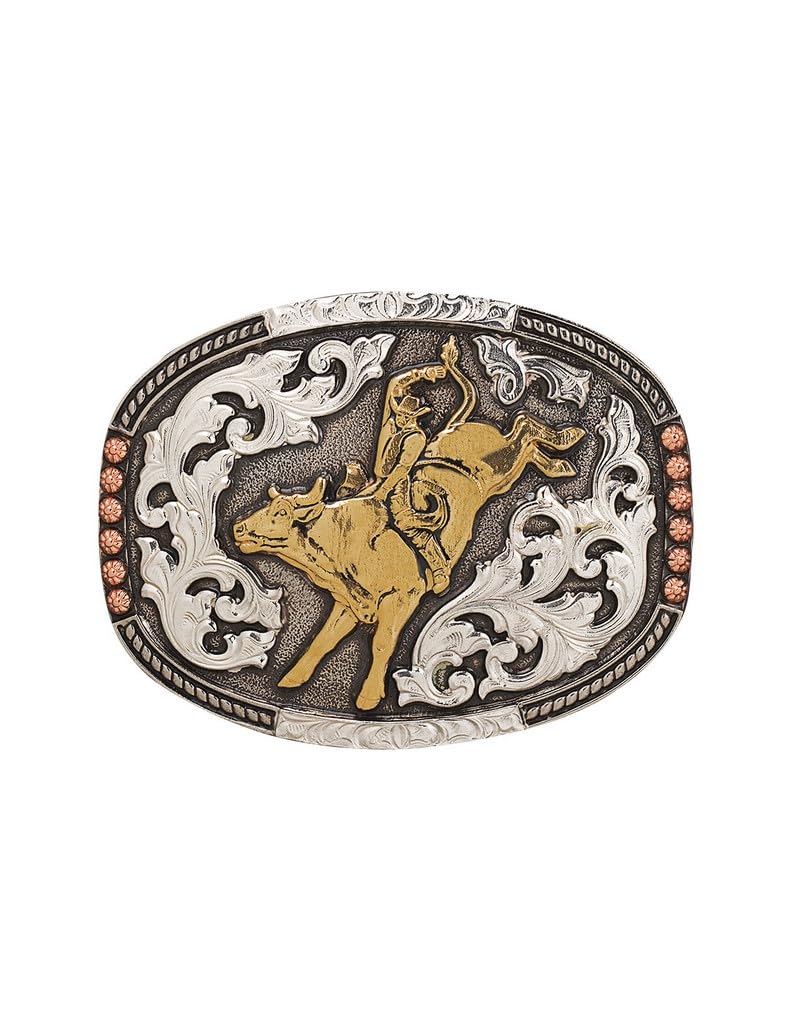 Crumrine Western Belt Buckle Bull Rider Silver Gold Copper C1001702