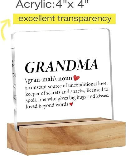 Miniatura 2 de Regalo de acrílico para abuela, decoración de escritorio de abuela, definición positiva de abuela, letrero decorativo de acrílico transparente con