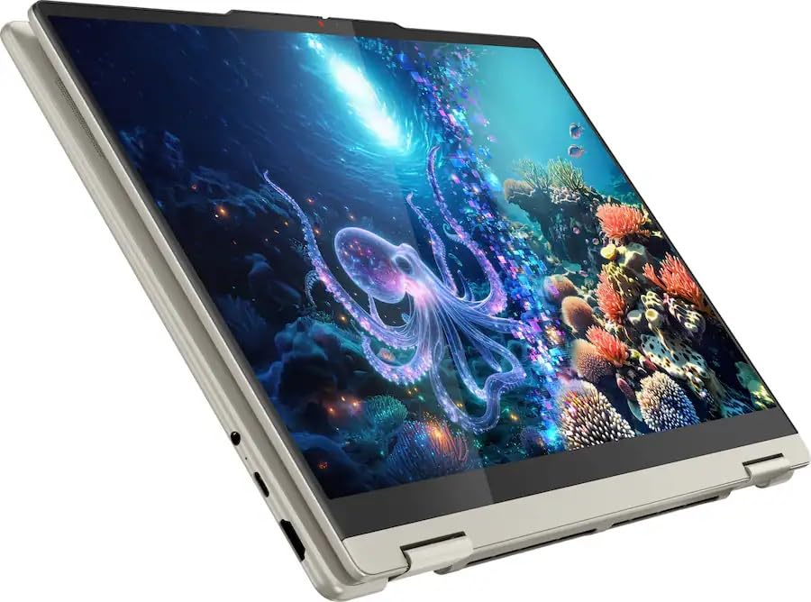 Image of Lenovo Yoga 7 2-in-1 2025 Copilot+ PC with 14 2K OLED Touchscreen Laptop, AMD Ryzen AI 7 350 Processor, 16GB LPDDR5X-7500 Memory, 512GB SSD, Wi-Fi7, Win11 Pro, Seashell, w /2TB USB Drive, W /GaLiMu