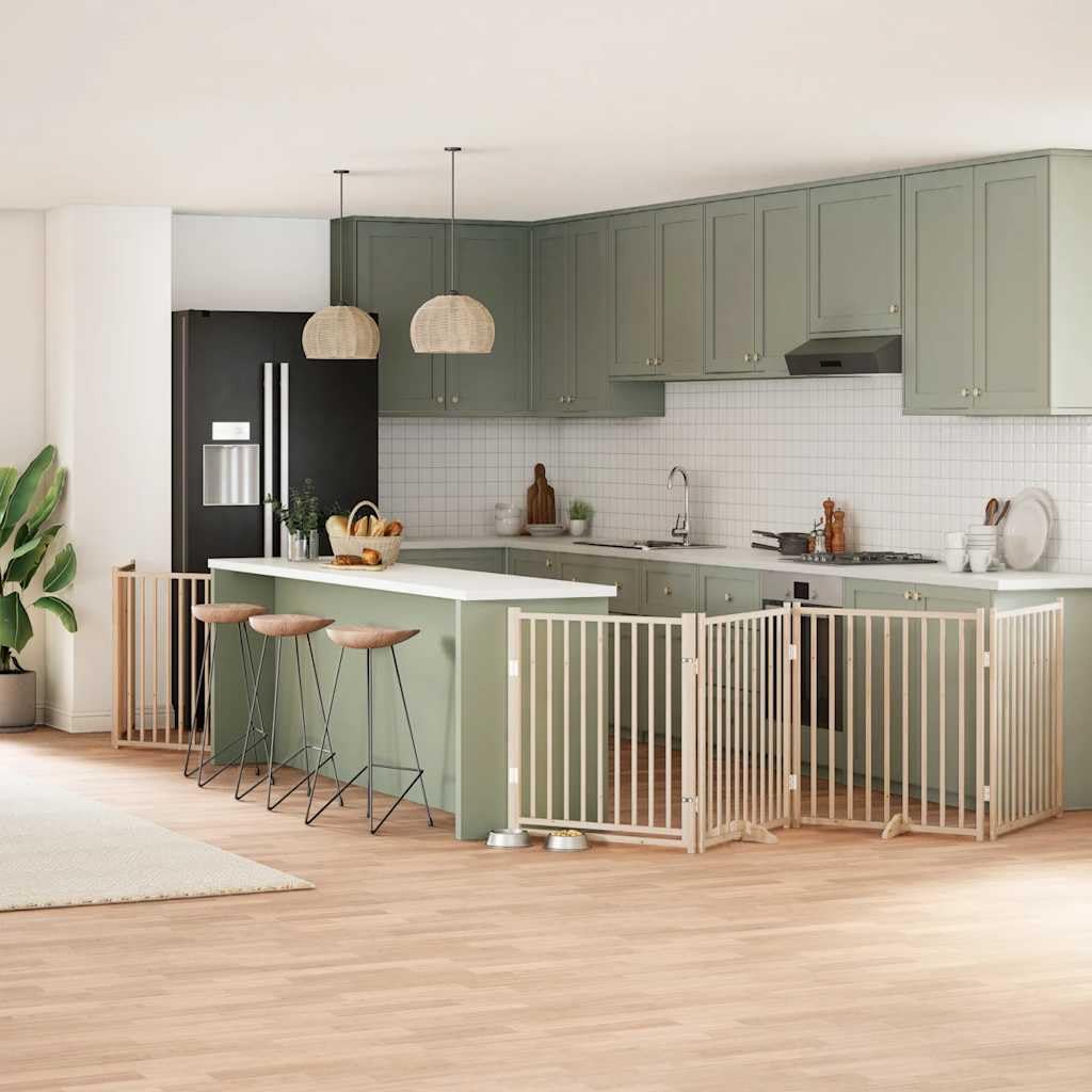 vidaXL Puerta para Perros Plegable 12 Paneles Madera de álamo 960 cm