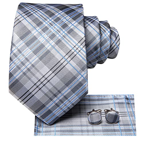 Image of Hi-Tie Men's Tie Sets Silk Paisley Striped Necktie Pocket Square Cuff-links Sets Wedding Business Holiday