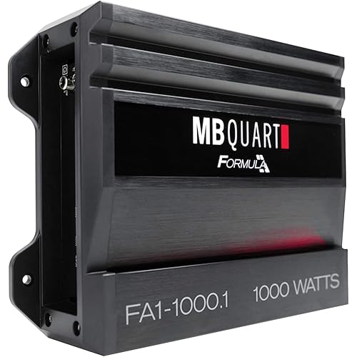 MB Quart FA1-1000.1 Mono Channel Car Audio Amplifier (Black) - Class SQ Amp, 1000-Watt, 1 Ohm Stable, Variable Electronic Crossover, LED System Protection, Heavy Duty Connections, Bass Remote Included